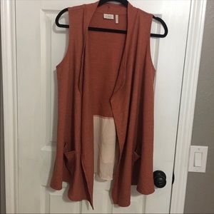 LOGO By Lori Goldstein Vest With Woven Ruffle Trim